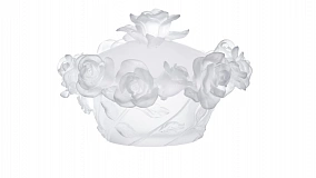 Конфетница с крышкой Decor de table Роза 17 см, хрусталь, белая, п/к